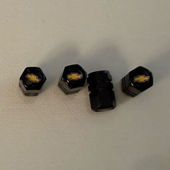 Chevrolet Valve Stem Caps in Black Set of 4 NWT - Picture 1 of 4